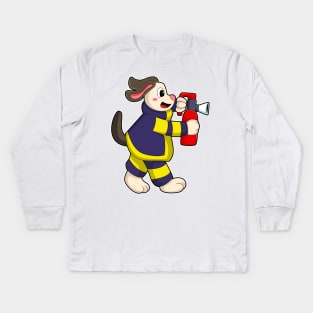 Dog as Firefighter with Fire extinguisher Kids Long Sleeve T-Shirt